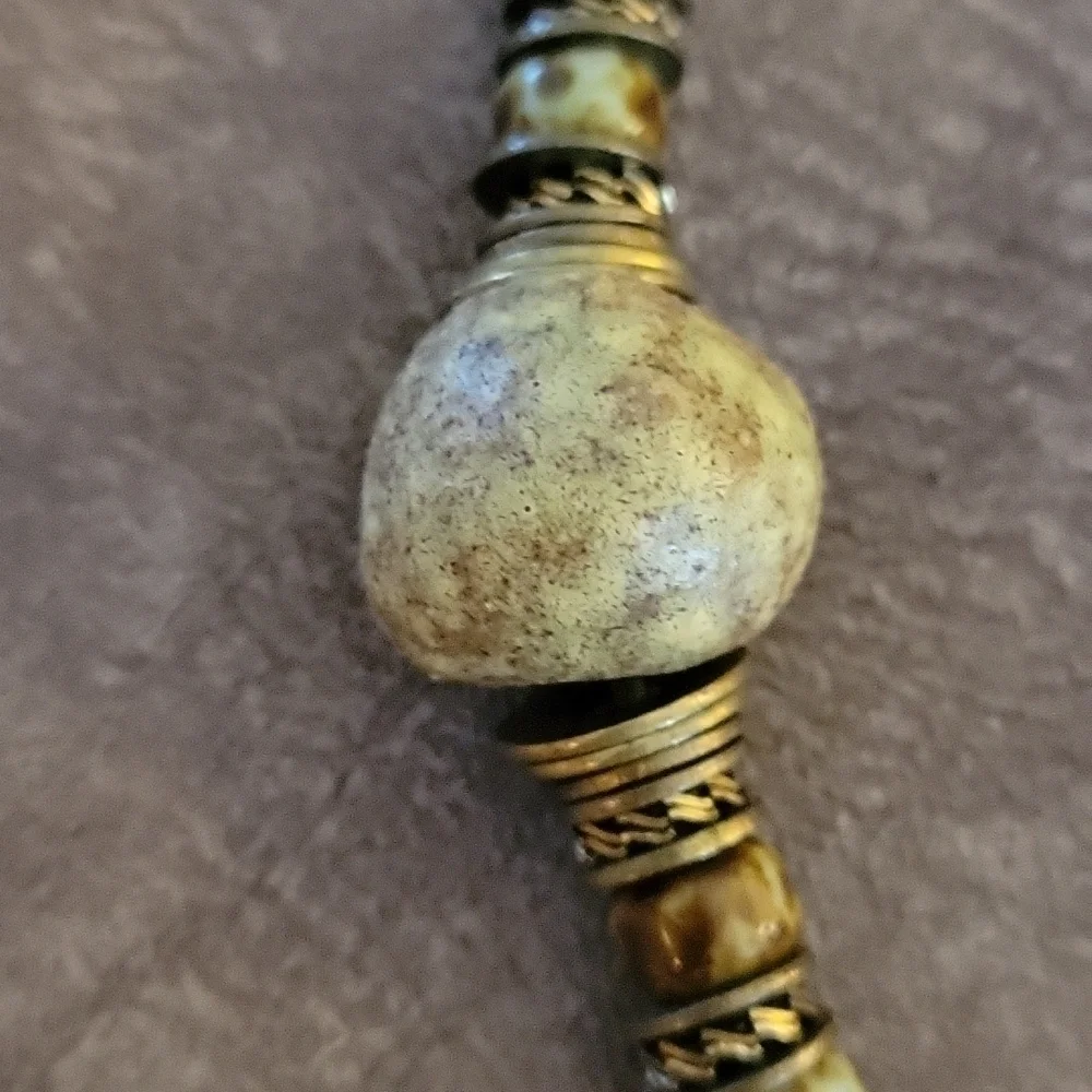 VTG Primitive Nomad Warrior Wasteland Stone Ceramic Beaded Grunge Necklace